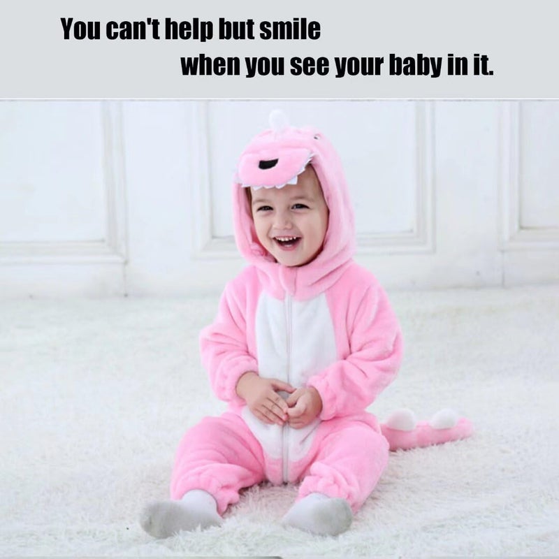 OLLULL Baby Pink Dinosaur Costumes Unisex Toddler Outfit Halloween Dress Up Romper 3-6 Months - Image 2